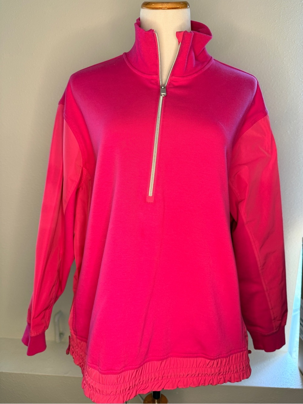 Athleta Hot Pink Half-Zip Pullover Sweatshirt